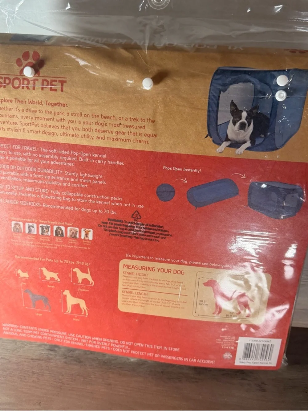 XL Pop-Open Kennel - Navy Blue
